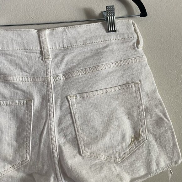 Express 2 White Denim Boho Western Rodeo Festival High Rise Cutoff Jean Shorts - Picture 6 of 8